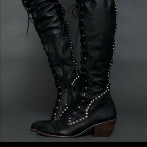 Jeffrey Campbell for Free People Joe Studded Black Knee-High Boots
